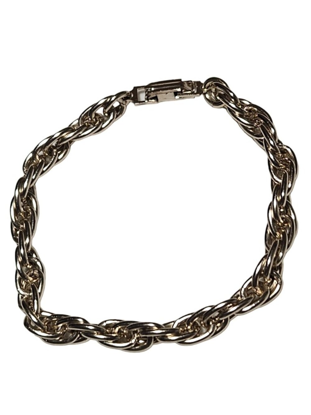 Vintage Chunky Rope Chain Bracelet Classic Silver Tone Box Clasp Fashion Jewelry